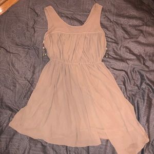 Brown chiffon dress.